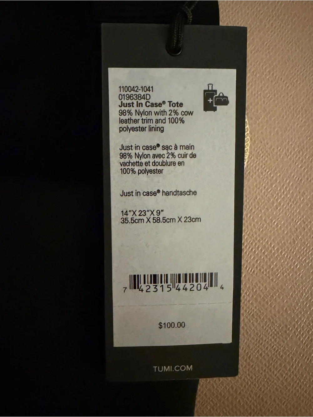Tumi Black Nylon Tote